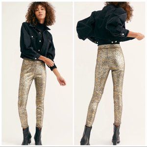 Free People gold snakeskin vegan leather leggings